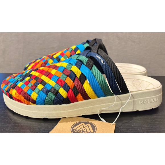 MALIBU SANDALS Colony White EVA Rubber Rainbow Checkered Nylon Men's Size 13 - Picture 5 of 9